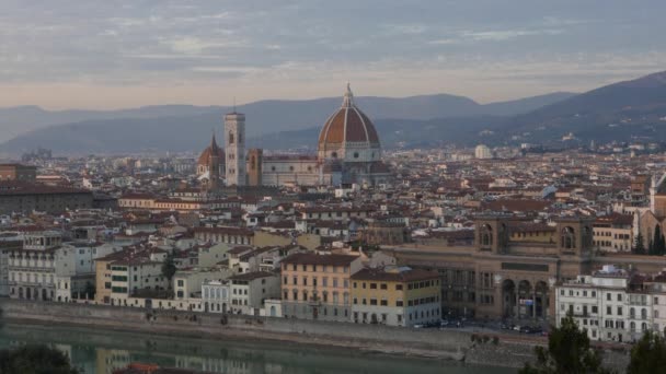 Florence Overview Brunelleschi Dome Santa Maria Del Fiore Italy — Stock Video