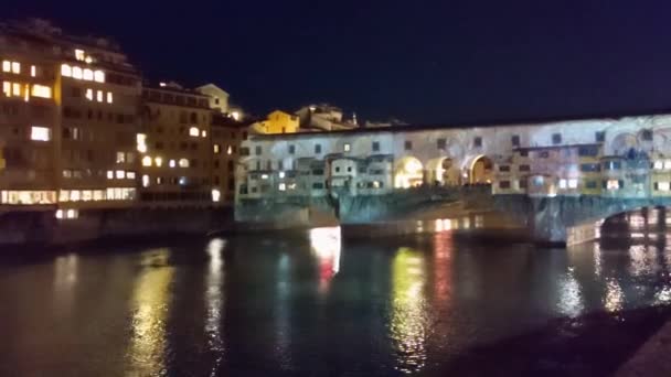Florence Italy January 2020 Old Bridge Art Projection New Year — 图库视频影像