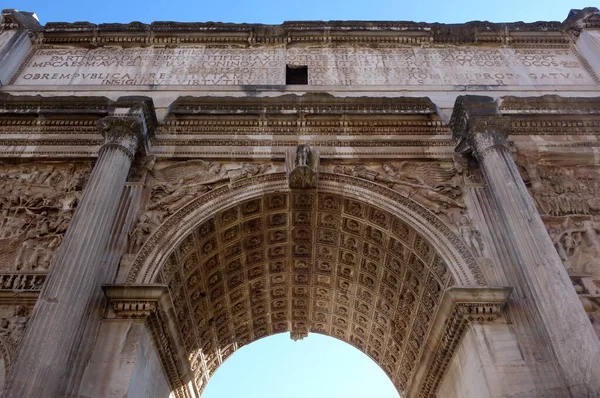 Alter Römischer Septimius Severus Bogen Rom Italien — Stockfoto