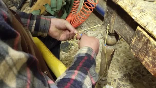 Het Maken Van Een Vlaamse String Voor Traditionele Strik — Stockvideo