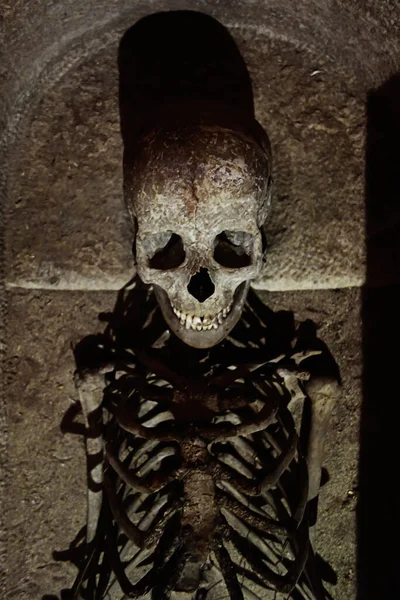Starożytny Ludzki Szkielet Rzymskim Grobowcu — Zdjęcie stockowe