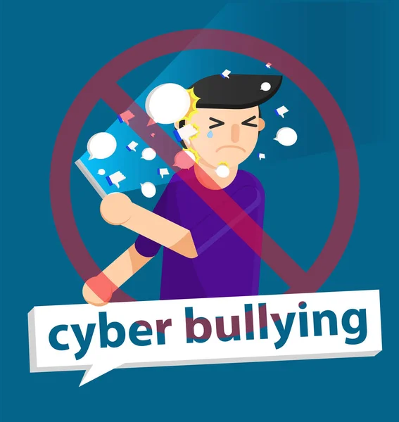 Αγόρι cyber bullying φόντο σχεδίασης γραφικών vector εικονογράφηση — Διανυσματικό Αρχείο