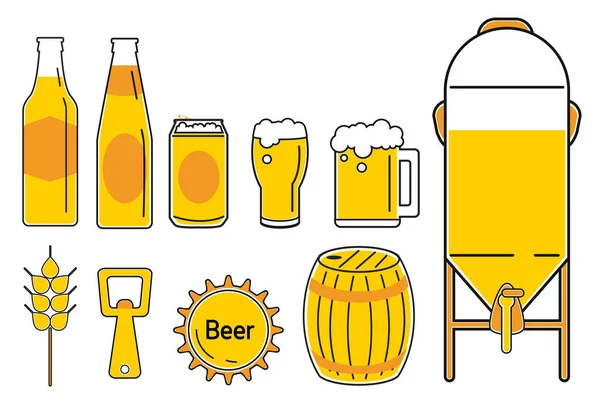 啤酒图标线卡通矢量 — 图库矢量图片