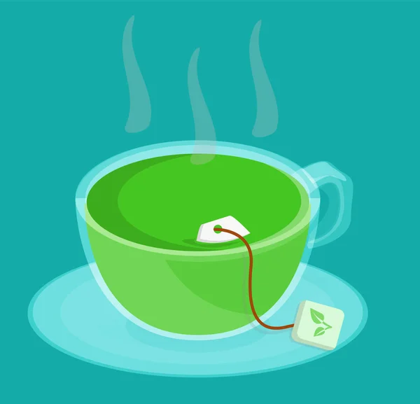Copo de chá verde vetor gráfico — Vetor de Stock