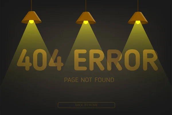 Erreur 404 introuvable page avec éclairage — Image vectorielle