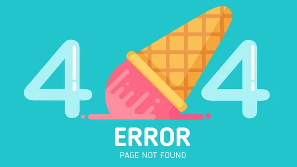 404 Glace Crème Chute Erreur Page Non Trouvé Vectoriel Graphique — Image vectorielle