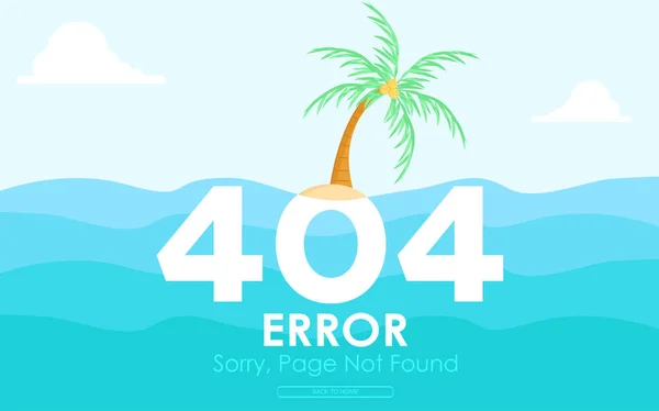 404 Erreur Non Trouvée Page Flat Design Island Background Vector — Image vectorielle