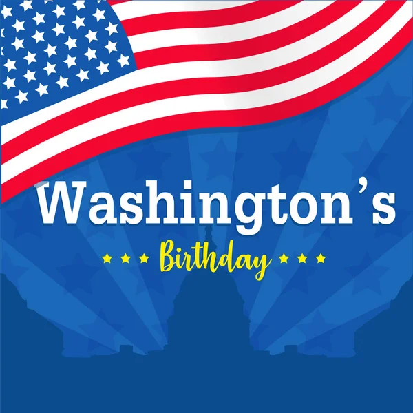 Sfondo Vettore Compleanno Washington Banner Grafico — Vettoriale Stock