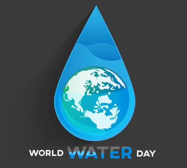 Weltwassertag Weißer Hintergrund Grußkarte Oder Plakat Für Kampagne Wasser Sparen — Stockvektor