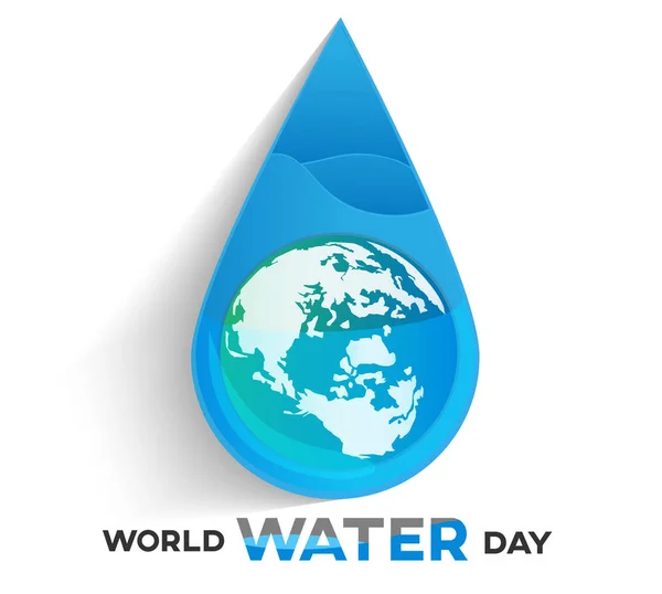 Weltwassertag Weißer Hintergrund Grußkarte Oder Plakat Für Kampagne Wasser Sparen — Stockvektor