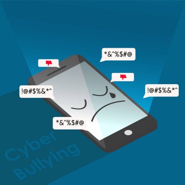 Siber zorbalık telefon karakter arka plan grafik vektör çizimler