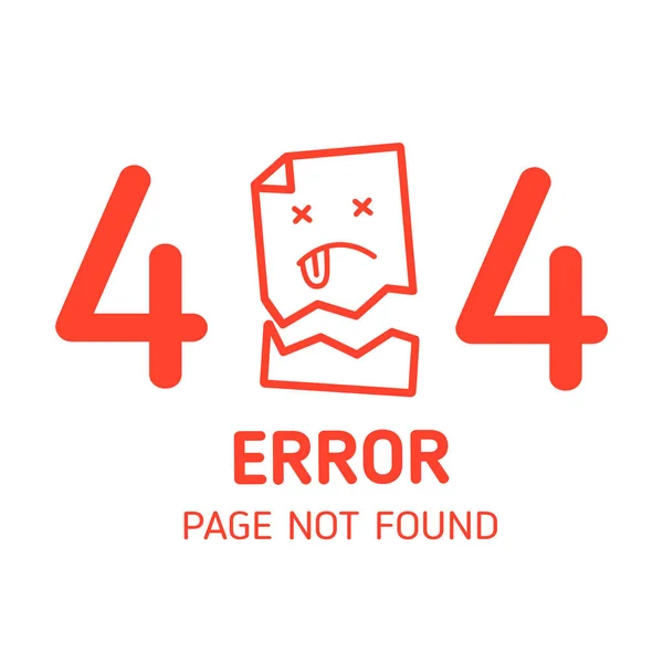 Chyba 404 Stránka Nenalezena Miss Papír Bílým Pozadím Návrhu Šablony — Stockový vektor