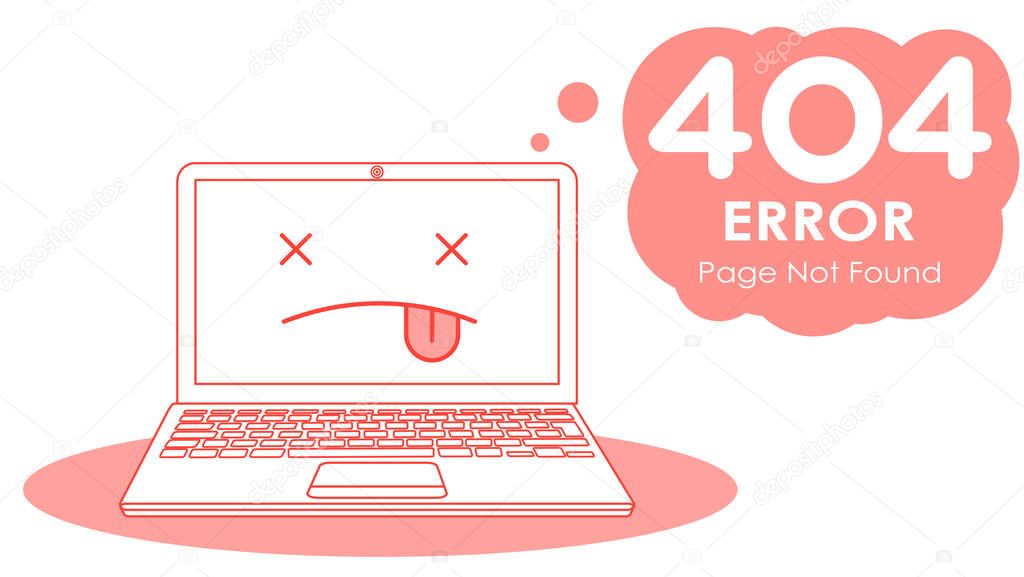 404 error with icon notebook design template for website with white background graphic
