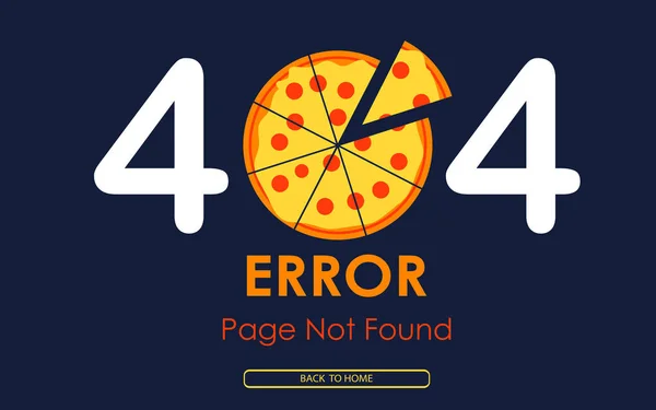 404 Fehlerseite Nicht Gefunden Vektor Pizza Grafik Hintergrund — Stockvektor