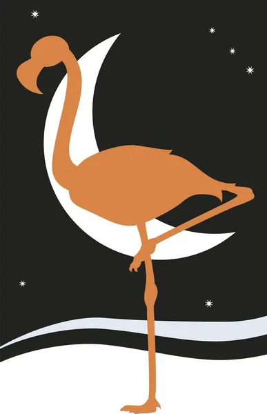 Vektor Silhuett Flamingo Fågel — Stock vektor