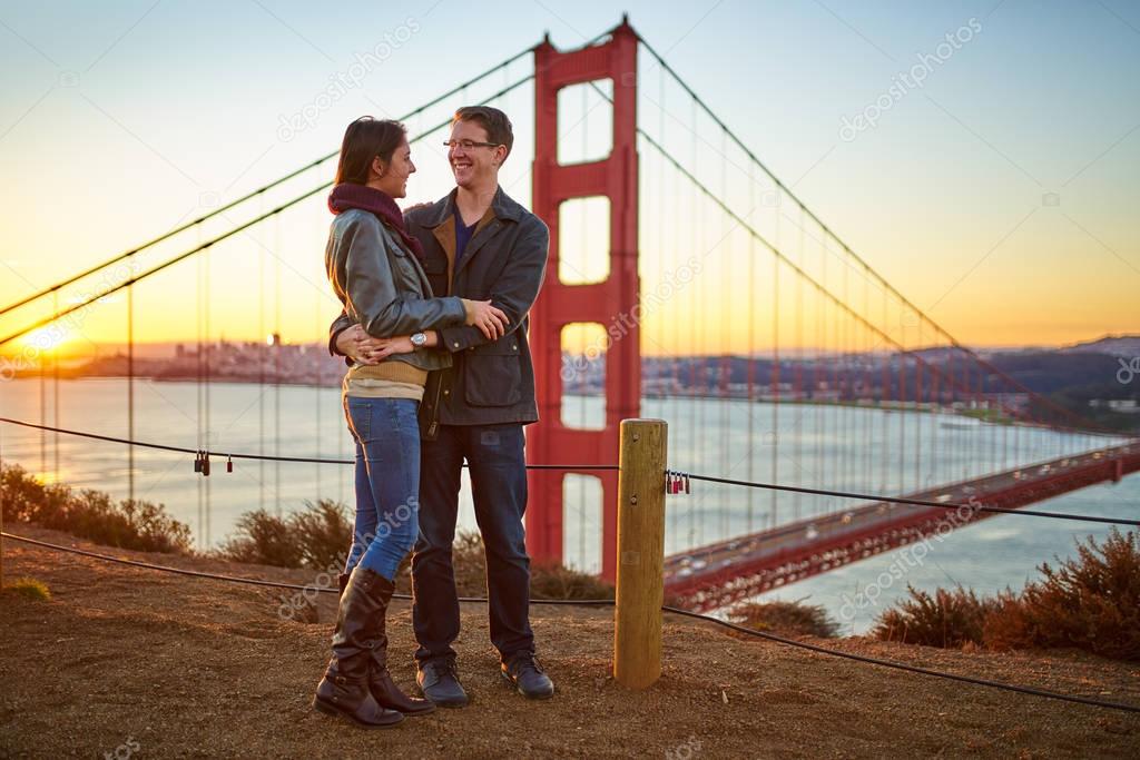 couple together at golden gate bridge 