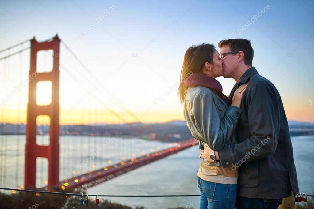 romantic couple kissing 