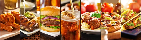 Collage Alimentos Restaurante Estilo Americano — Foto de Stock