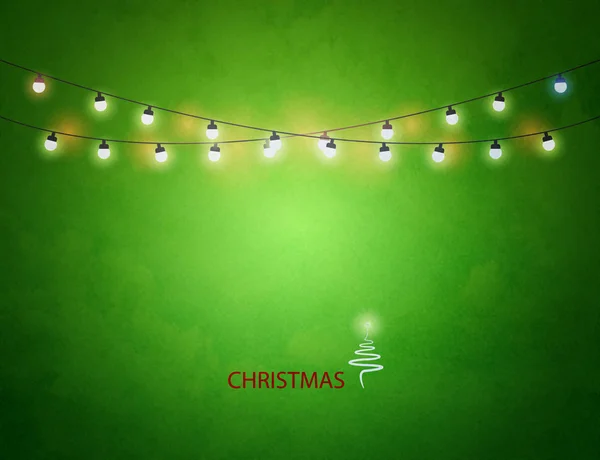 Luzes de Natal Fundo verde — Fotografia de Stock