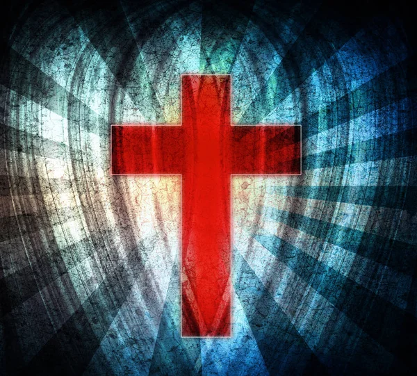 Représentation chrétienne avec le symbole d'une croix sur parchemin — Photo