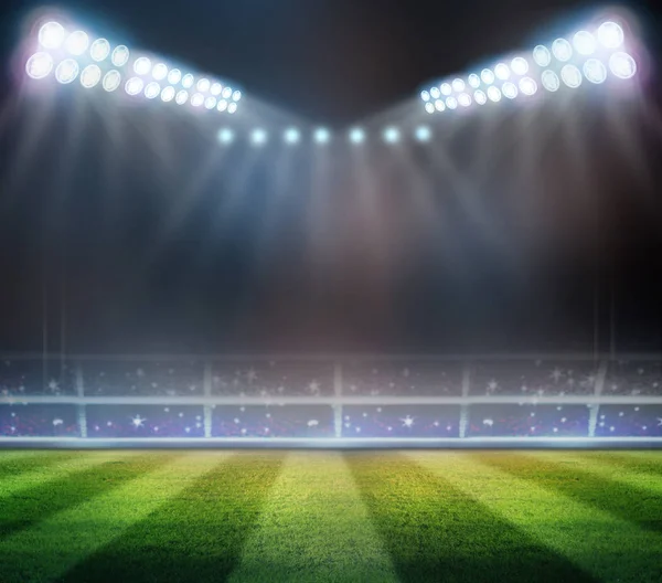 Lichten 's nachts en stadion 3d renderen, — Stockfoto