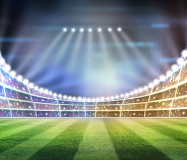 Gece ışıklar ve 3D stadyum görüntüsü,