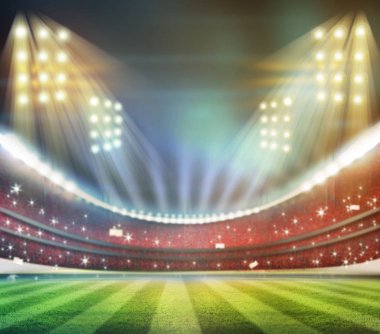 Gece odakları kesilmiş stadyum ışıkları görüntüsü