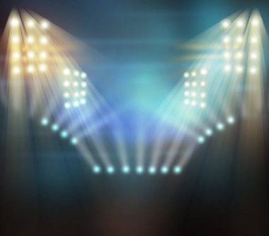 Gece odakları kesilmiş stadyum ışıkları görüntüsü