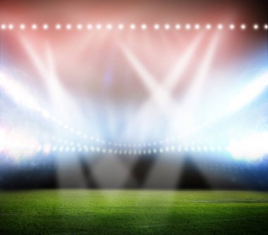 Gece ışıklar ve 3D stadyum görüntüsü