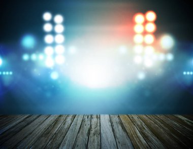 Gösterinin arka planı. İçi projektörle parlıyordu.