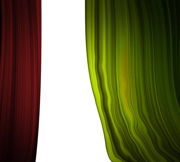 Hintergrund Mit Rotem Und Grünem Samtvorhang — Stockfoto