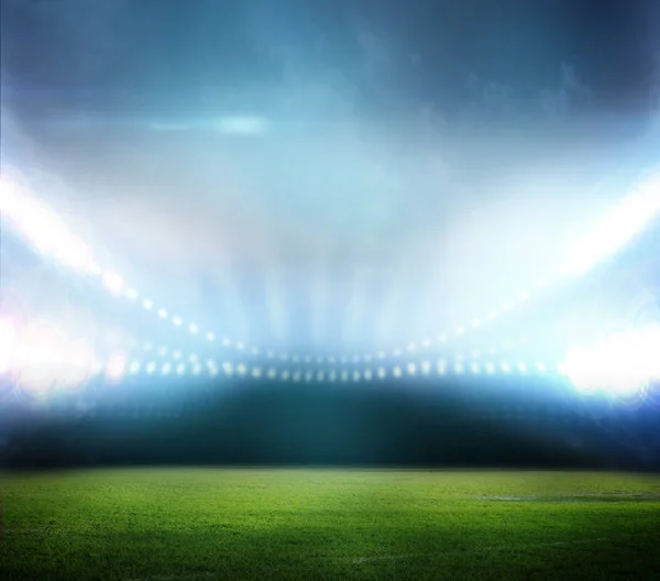 晚上及体育场灯光3D渲染 — 图库照片