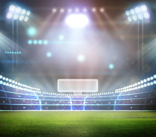 Gece ışıklar ve 3D stadyum görüntüsü