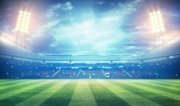 Lichten op nacht- en voetbal stadion — Stockfoto