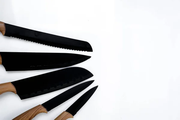 Set Kitchen Knives Isolated White Background — Stock Photo, Image