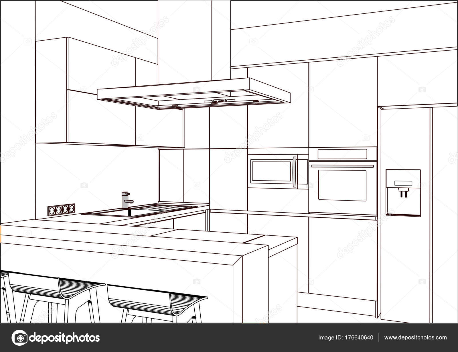 How to Draw A Kitchen in Two Point Perspective | Step By Step - YouTube