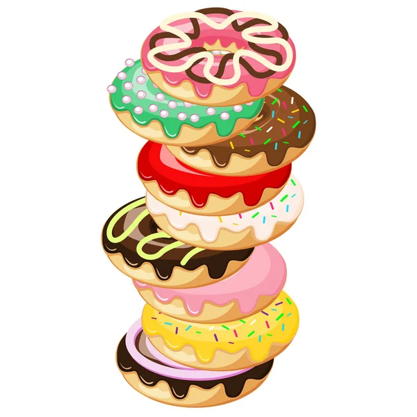 Une pile de donuts. Donut isolé sur fond blanc. Illustration vectorielle . — Image vectorielle
