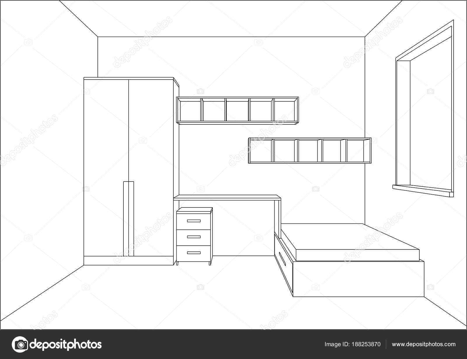 3d Vector Illustration Modern Kids Bedroom Furniture Design