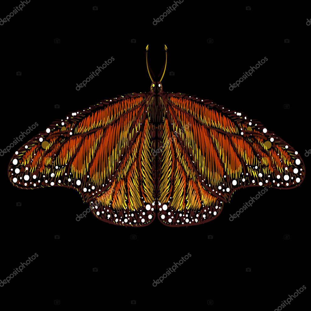 The Vector logo butterfly for tattoo or T-shirt design or outwear.  Cute print style butterfly background. This drawing is for black fabric or canvas