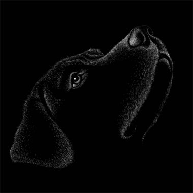 Dövme ya da tişört tasarımı için logo köpeği ya da outwear, basitçe illüstrasyon 