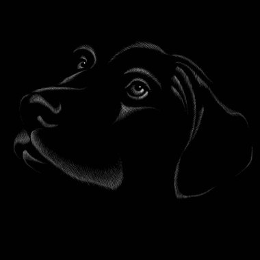 Dövme ya da tişört tasarımı için logo köpeği ya da outwear, basitçe illüstrasyon 