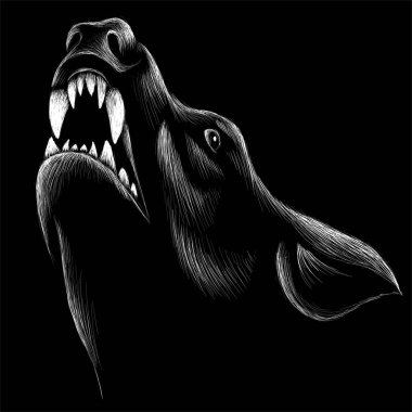 Dövme ya da tişört tasarımı için logo köpeği ya da kurt. Tatlı baskı tarzı köpek ya da kurt arkaplanı.