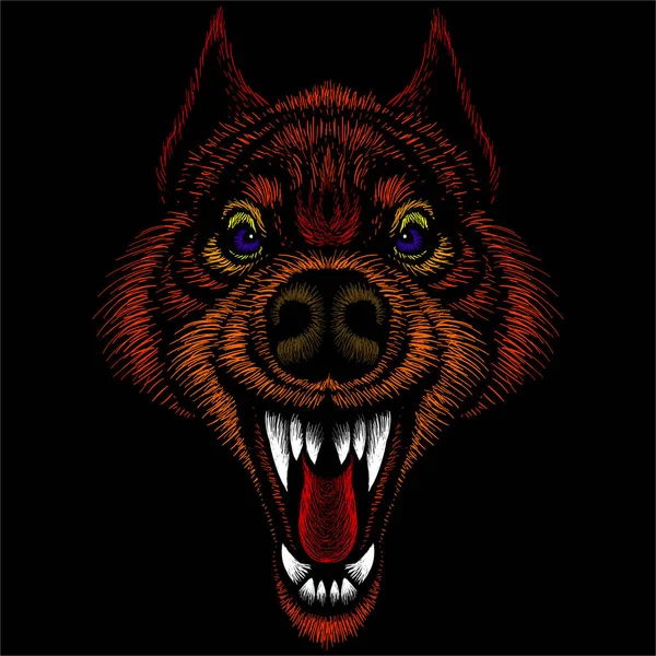 Векторний логотип собаки або вовка для татуювання або дизайну футболок або одягу. Милий стиль друку собака або вовк фону . — стокове фото