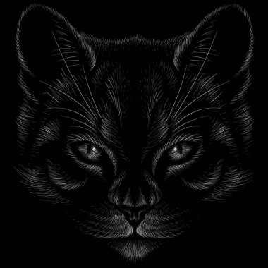 Dövme ya da kumaş tasarımı için kedi logosu, basitçe vektör çizimi  
