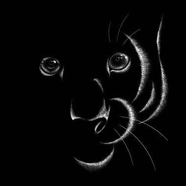 Dövme ya da kumaş tasarımı için kedi logosu, basitçe vektör çizimi  