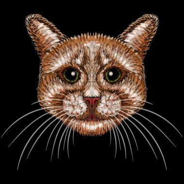 Dövme ya da kumaş tasarımı için kedi logosu, basitçe vektör çizimi  