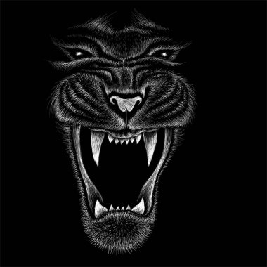 Dövme ya da kumaş tasarımı için kedi logosu, basitçe vektör çizimi  