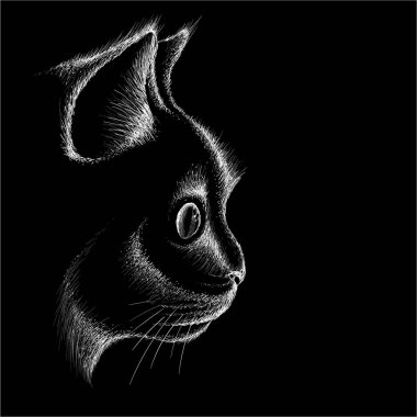 Dövme ya da kumaş tasarımı için kedi logosu, basitçe vektör çizimi  