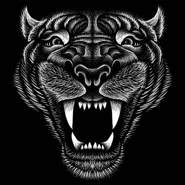 Dövme ya da kumaş tasarımı için kedi logosu, basitçe vektör çizimi  