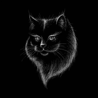 Dövme ya da kumaş tasarımı için kedi logosu, basitçe vektör çizimi  
